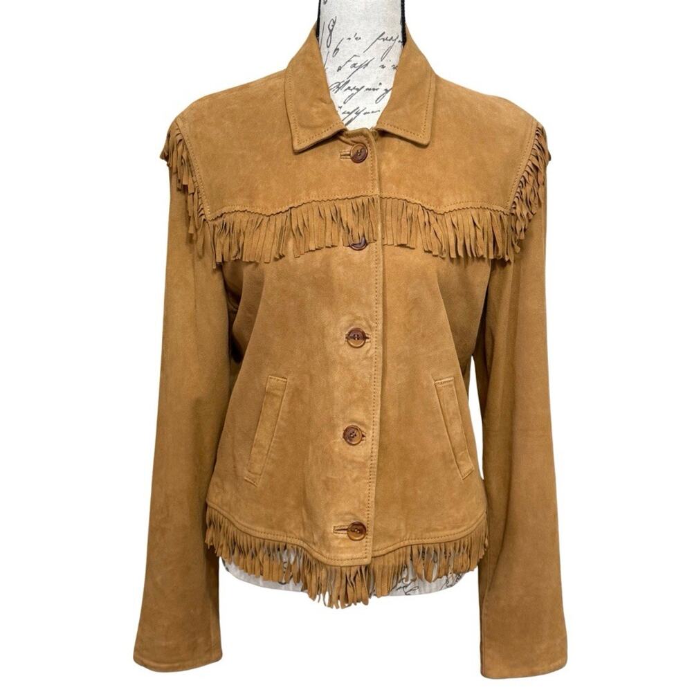 Lucky Brand Tan Suede Fringe Leather Jacket